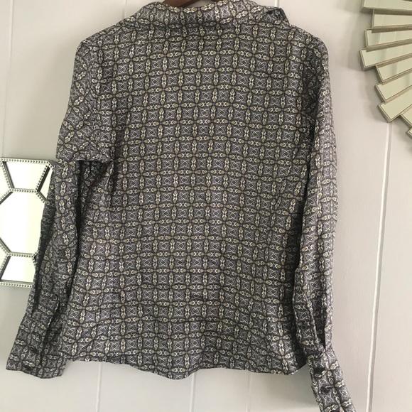 Ann Taylor Silk Button Down Paisley Blouse M - Picture 4 of 6